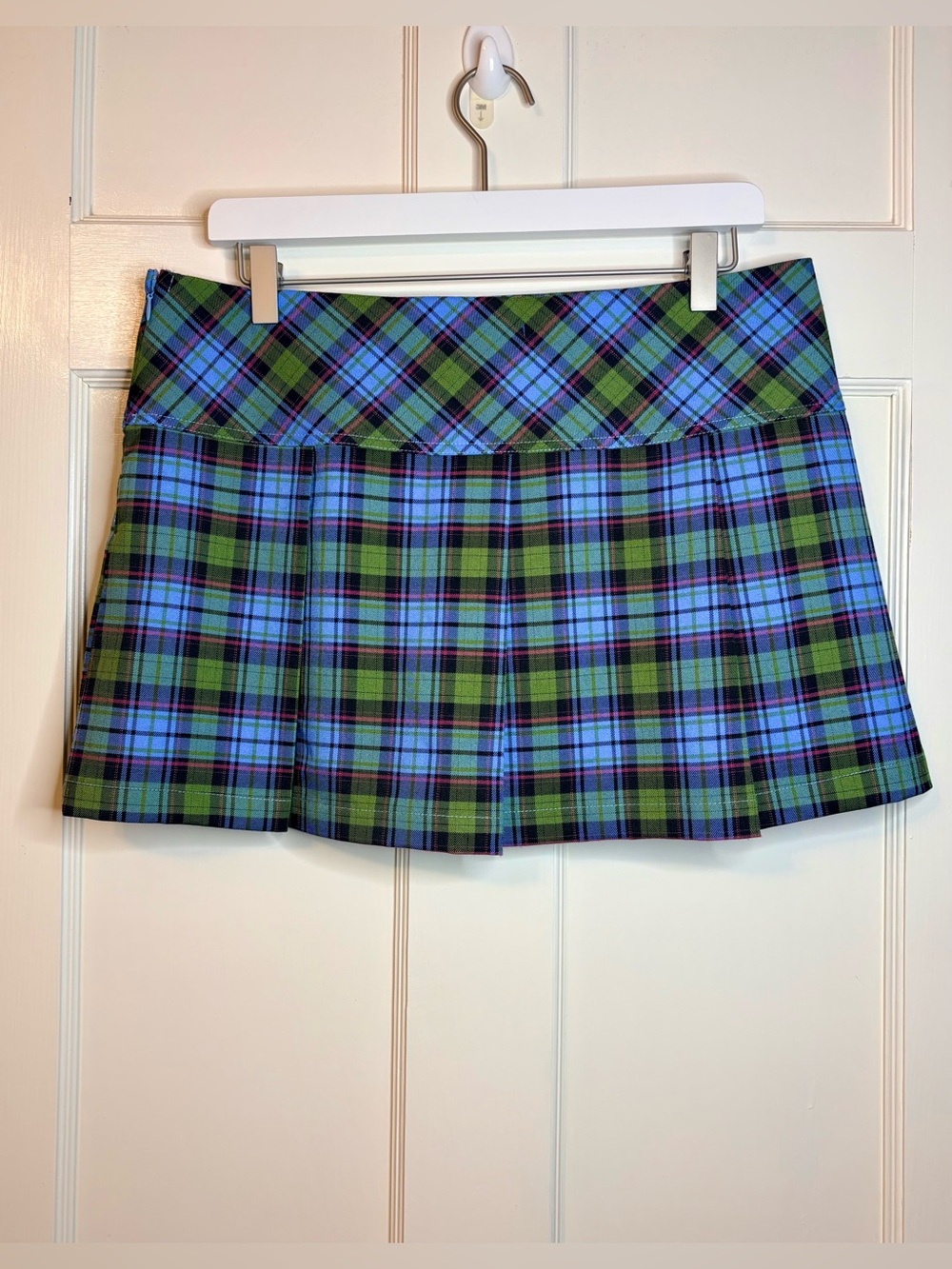 BLUSH Plaid Mini Skirt in Green and Blue